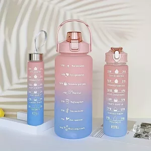 3pcs Gradient Sports Water Bottle - Pink-Blue